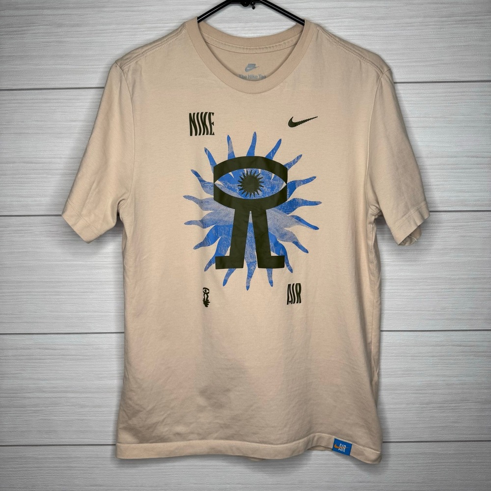 Nike Air Graphic‎ T Shirt Beige Eye Graphic Short Sleeve Tee Mens Medium